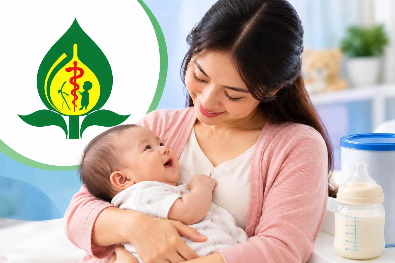 Ilustrasi ibu menggendong bayi