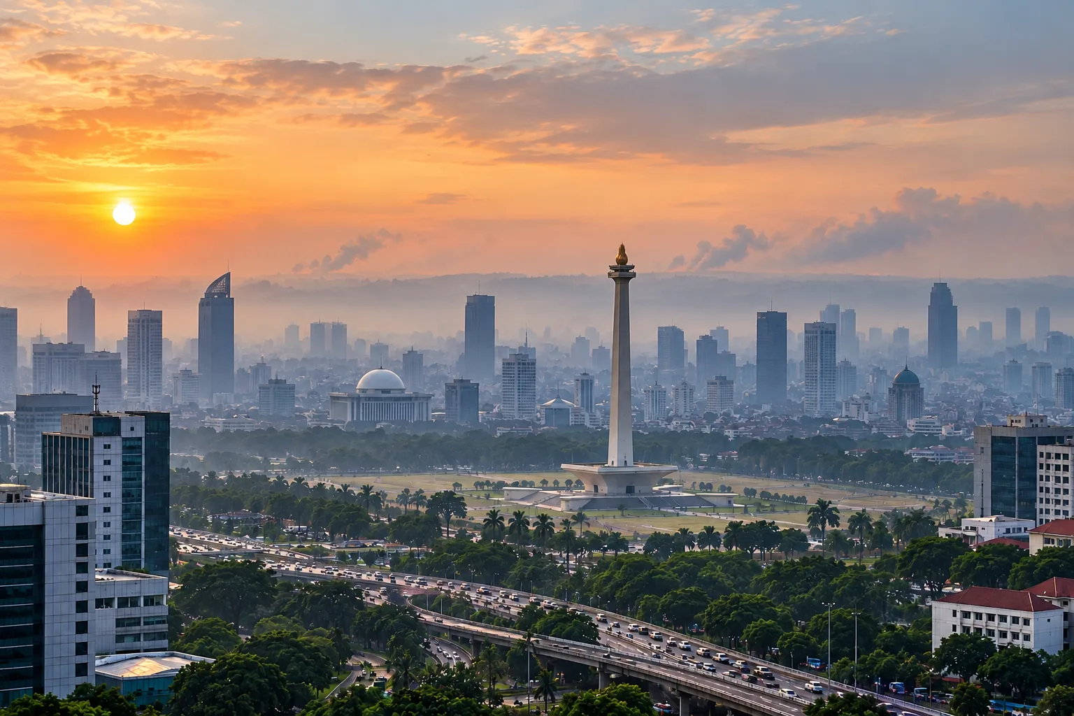 Ilustrasi langit Jakarta berkabut