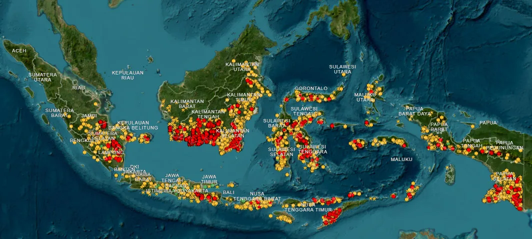 Ilustrasi titik panas indonesia