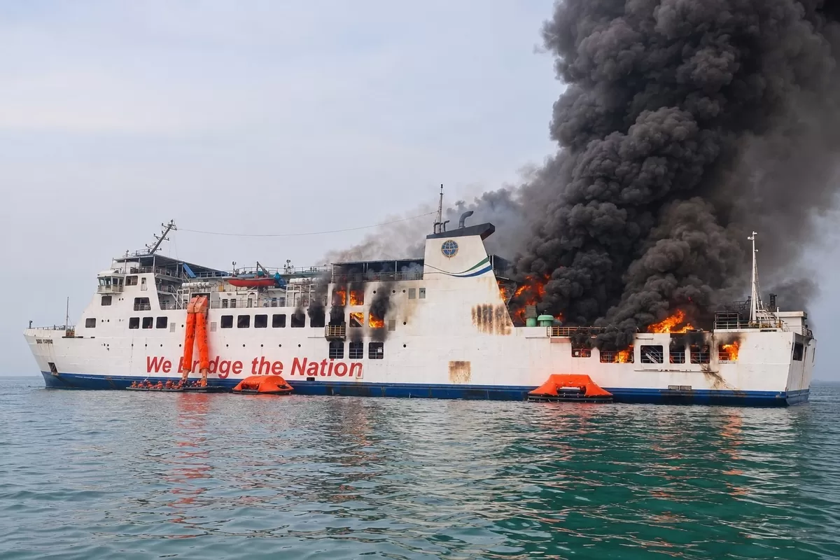 Ilustrasi kapal feri di Selat Sunda